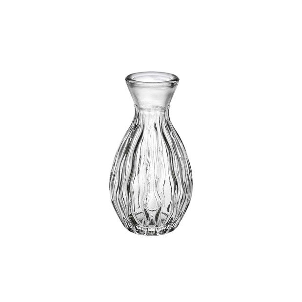 Vasetto in vetro rigato, trasparente altezza 11.5 cm e diametro 6 cm