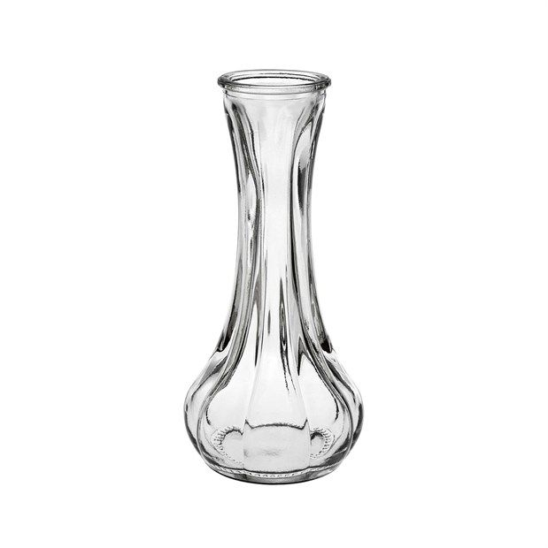 Vasetto in vetro rigato, trasparente altezza 15 cm e diametro 7.5 cm