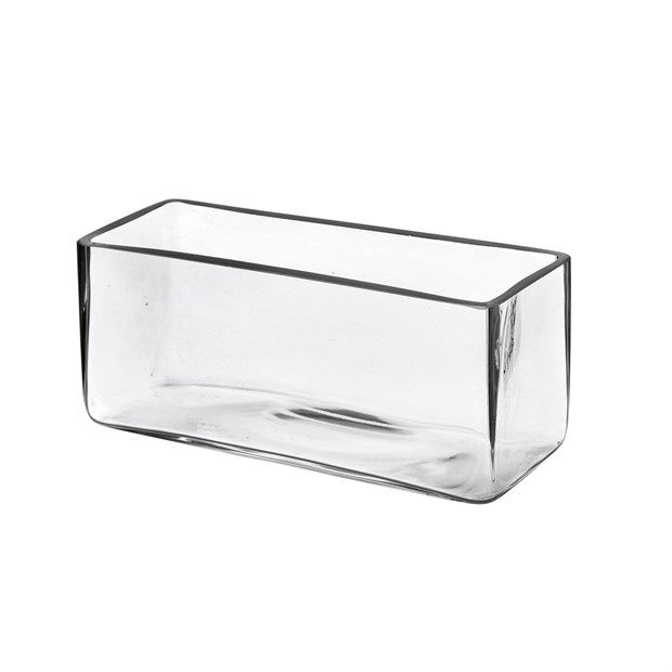 Vaso rettangolare in vetro, lunghezza 25 cm, larghezza 10 cm, altezza 10 cm