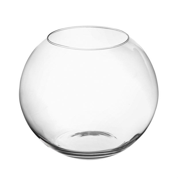 Vaso a sfera in vetro, diametro 16 cm e altezza 12.5 cm