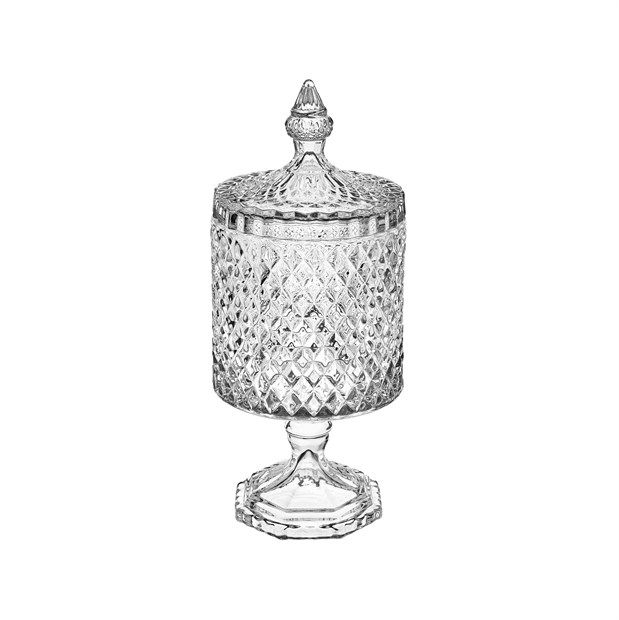 Bomboniera in vetro con piede stile "Bohemia", diametro 9 cm, altezza 20 cm