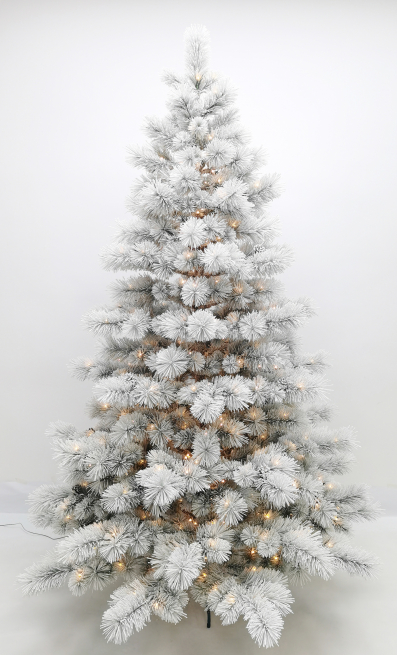 Pino "Snowbird" innevato con 450 luci led, altezza 180 cm, diametro base 120 cm