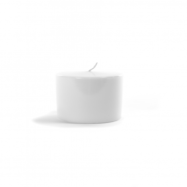 Candela moccolo lucida bianca, diametro 8 cm, varie altezze