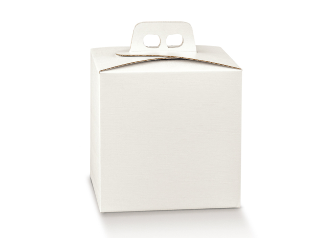 Scatola "Quadrella" in cartone bianco con maniglia superiore, confezione da 30 pezzi, vari formati