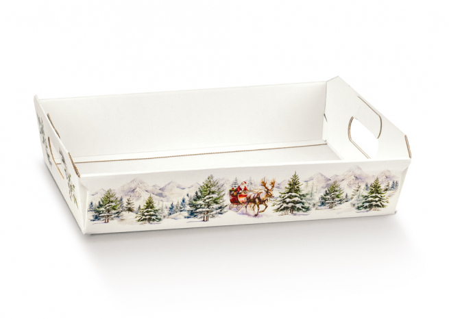 Scatola cesto natalizia automontante in cartoncino, vari formati