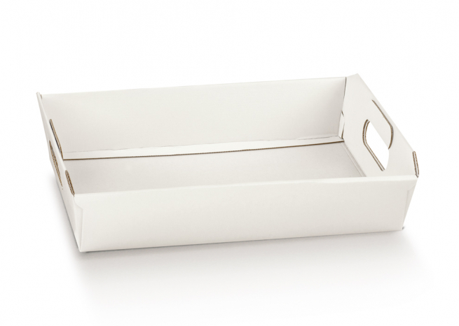 Scatola cesto automontante in cartoncino bianco, 35x45 cm altezza 12 cm, cartone da 30 pezzi