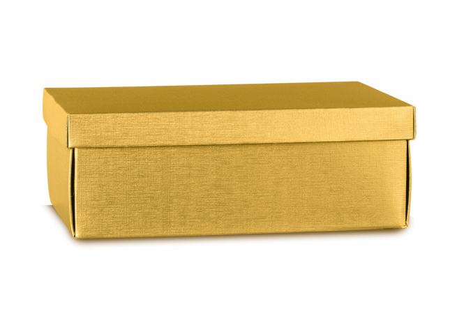 Scatola base rettangolare con coperchio in cartone fibra oro, 32x45.5x15 cm, cartone da 10 pezzi