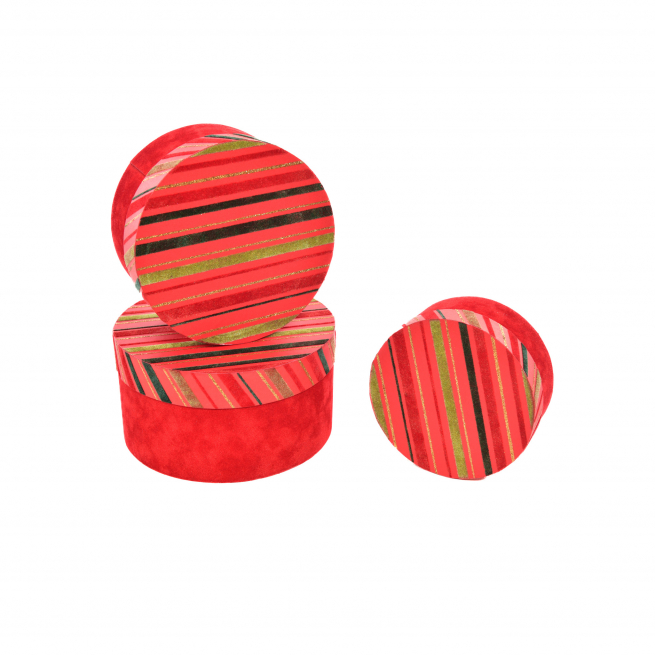 Set scatole regalo in velluto rotonde, confezione da 3 pezzi