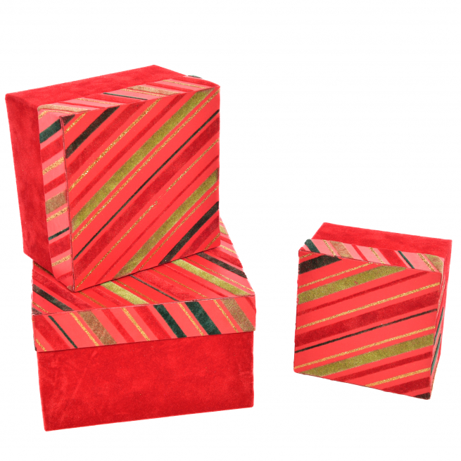 Scatola in velluto quadrata, 16x16 cm, vendita a set da 3 pezzi