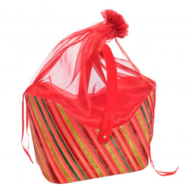 Borsa cesto con sacco in organza, 29x43 cm, altezza 27 cm