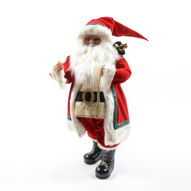 Babbo Natale con panciotto oro, altezza 81 cm