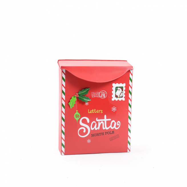 Cassetta postale natalizia in metallo 10x24 cm, altezza 31 cm