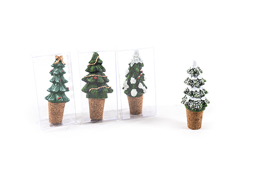 Tappo per bottiglia con albero in resina, diametro 3.5 cm, altezza 8 cm, modelli assortiti