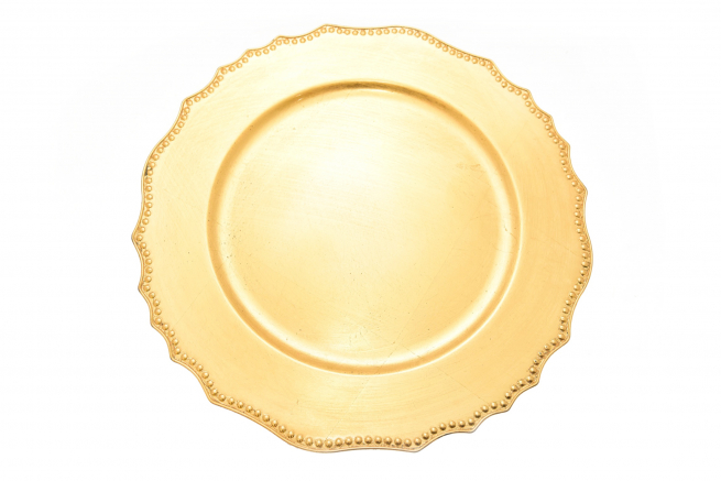 Sottopiatto in plastica smerlato oro "Royal", diametro 33 cm