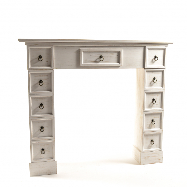 Struttura caminetto in legno decorato, altezza 95 cm