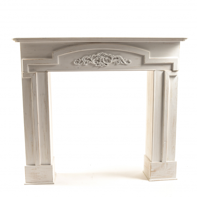 Struttura caminetto in legno decorato, altezza 95 cm