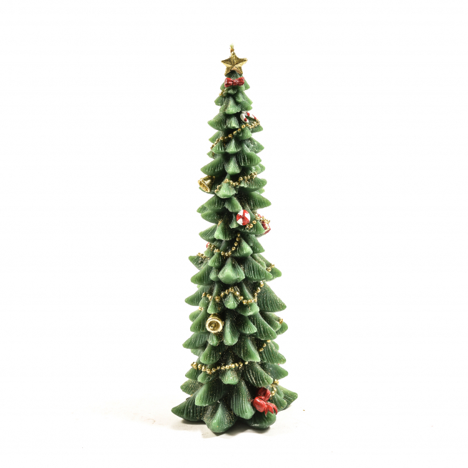 Candela albero natalizio verde, diametro 11 cm, altezza 31 cm