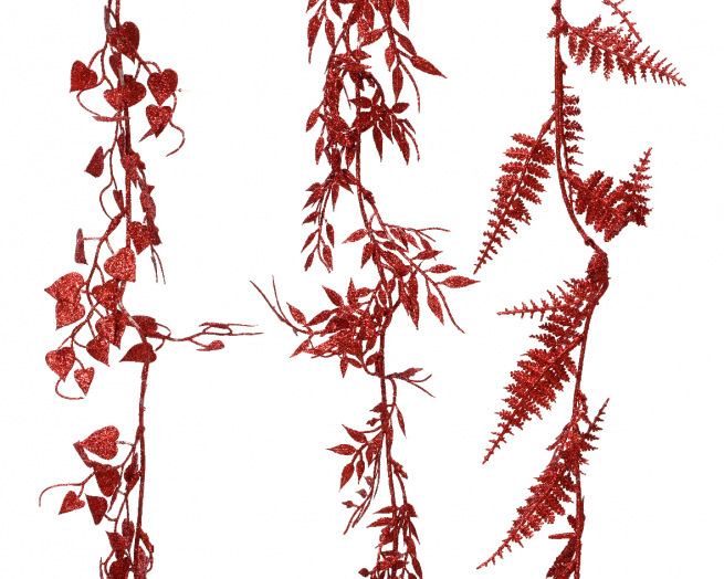 Ghirlanda in plastica rossa con glitter, lunghezza 180 cm