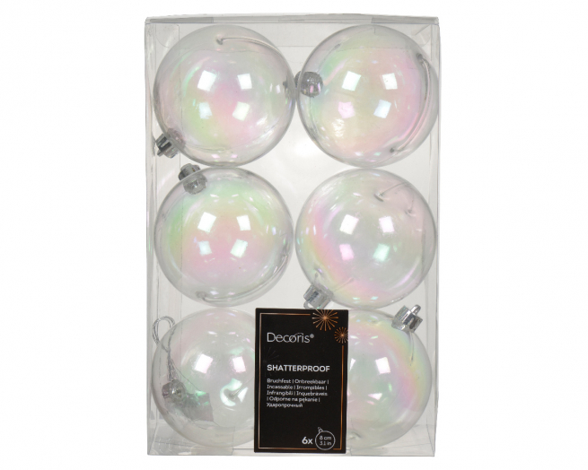 Sfera infrangibile trasparente, diametro 8 cm, confezione da 6 pezzi
