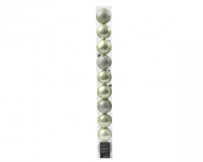 Sfera infrangibile bianco menta, diametro 6 cm, confezione da 10 pezzi