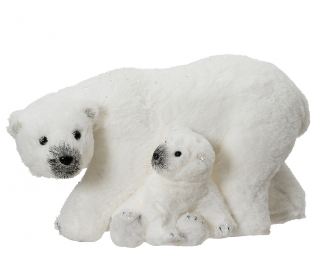 Orso bianco con cucciolo, altezza 27 cm