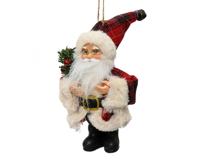 Addobbo Babbo Natale da appendere, altezza 13 cm