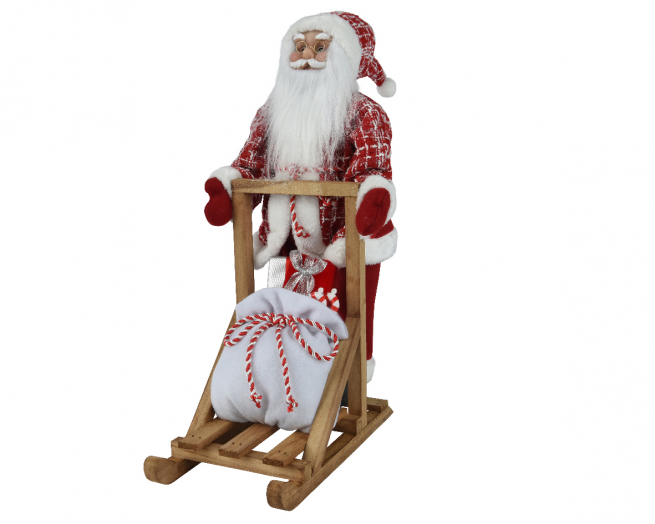 Babbo Natale su slitta con doni, altezza 48 cm