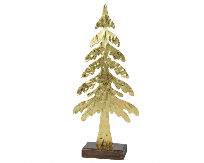 Albero in metallo oro con base in legno altezza 31.5 cm