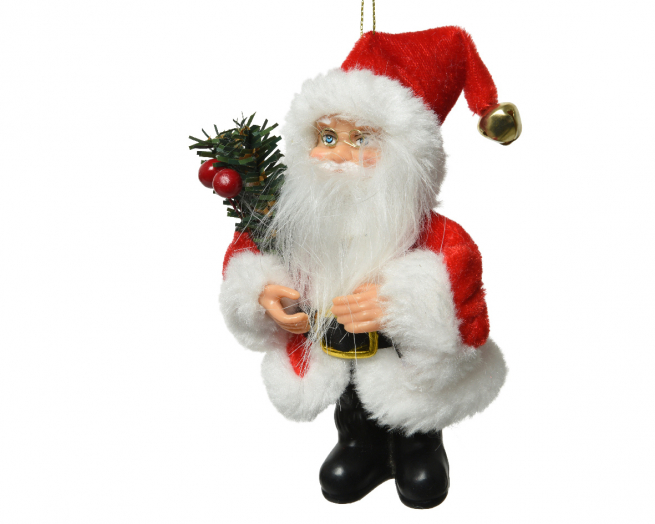 Addobbo Babbo Natale in poliestere da appendere, altezza 13 cm