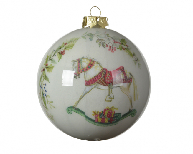 Sfera in foam con cavallo a dondolo, diametro 8 cm