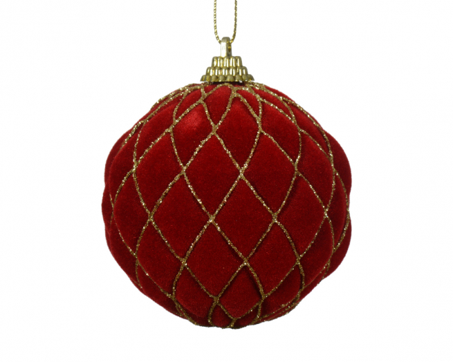 Sfera infrangibile in velluto rosso, diametro 8 cm
