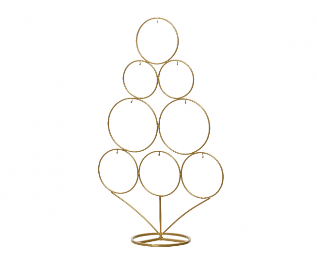 Albero piatto con cerchi in metallo oro, altezza 58 cm