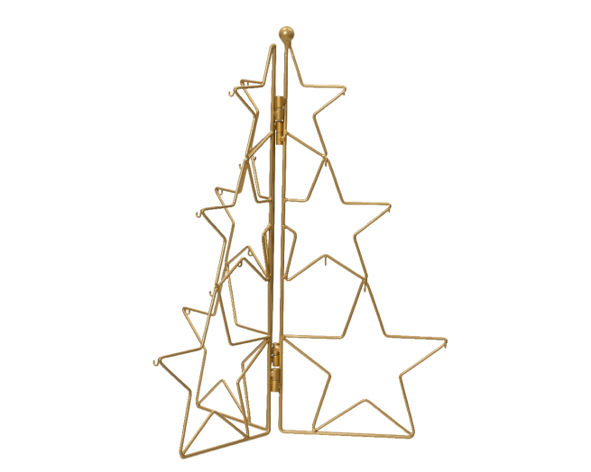 Albero di stelle in metallo oro, altezza 40 cm