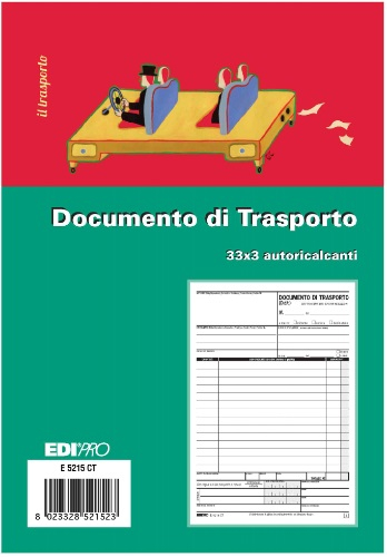 Blocco da 33 documenti di trasporto 3 copie autoricalcanti, formato 14.5x21.5 cm