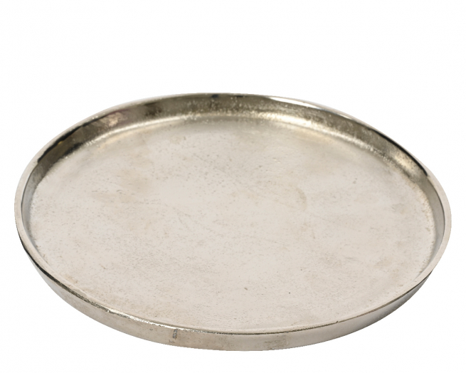 Piatto tondo in alluminio argento, diametro 30 cm