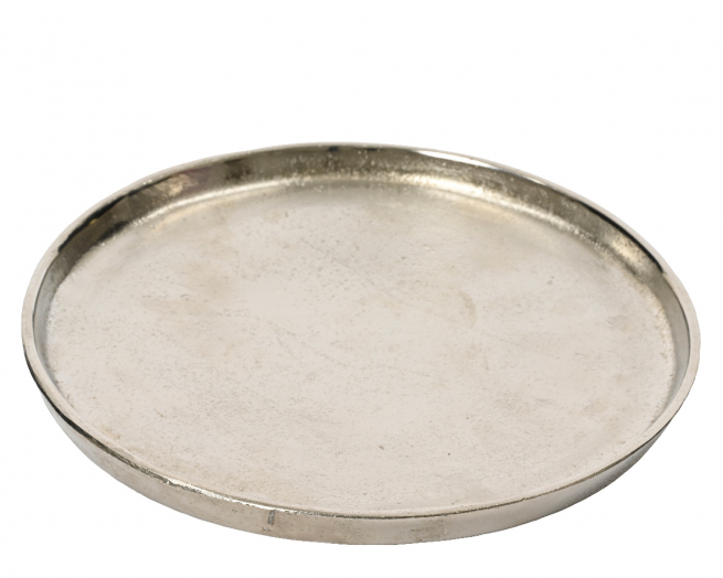 Piatto tondo in alluminio argento, diametro 20 cm