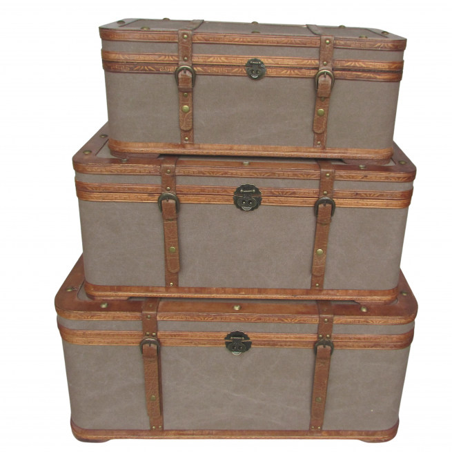 Baule in legno e similpelle marrone, vari formati