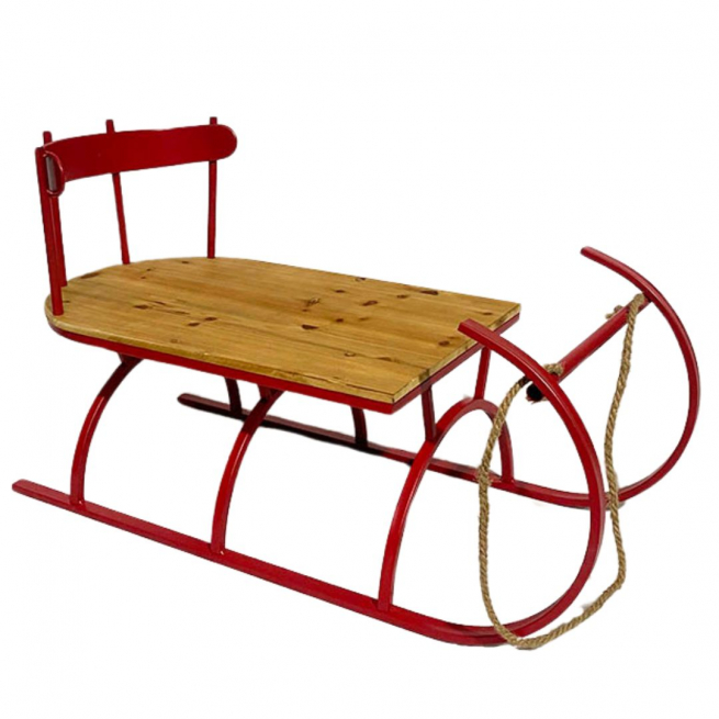 Slittino in metallo rosso 88x33 cm, altezza 45 cm