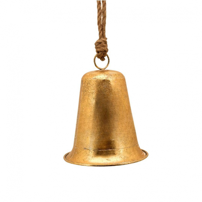 Campana in metallo oro da appendere, diametro 21 cm, altezza 25.5 cm