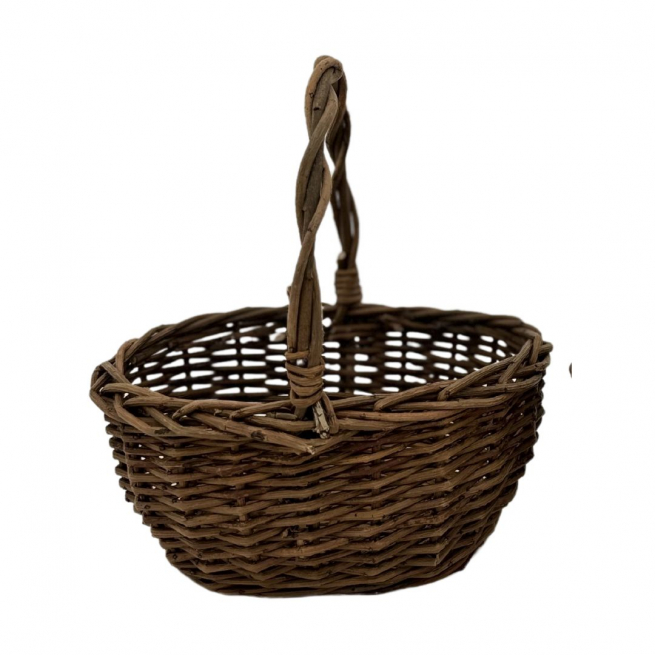Cesto ovale in salice, 17x21 cm, altezza 11/22 cm