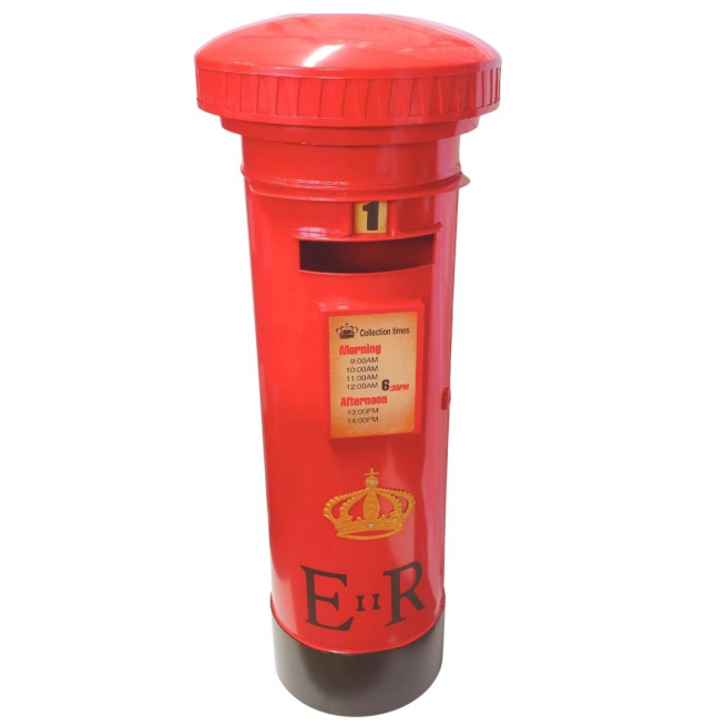 Cassetta postale cilindrica rossa, diametro 46 cm, altezza 120 cm