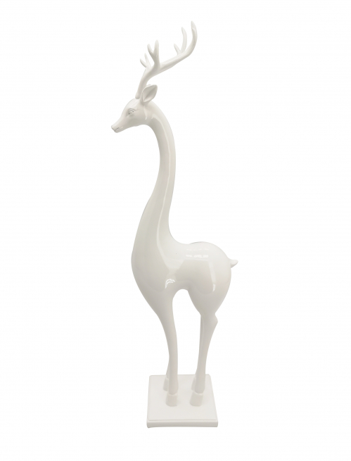 Renna in ceramica bianca lucida, altezza 54 cm