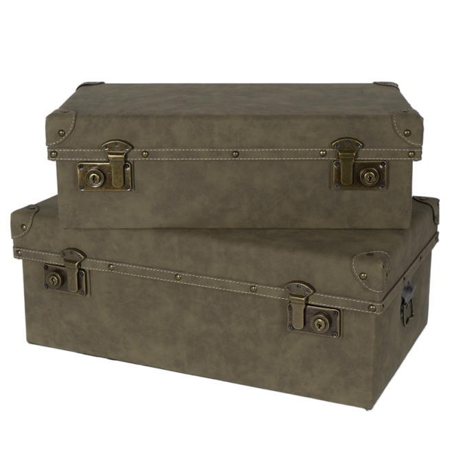 Baule in legno e PVC verde, varie misure