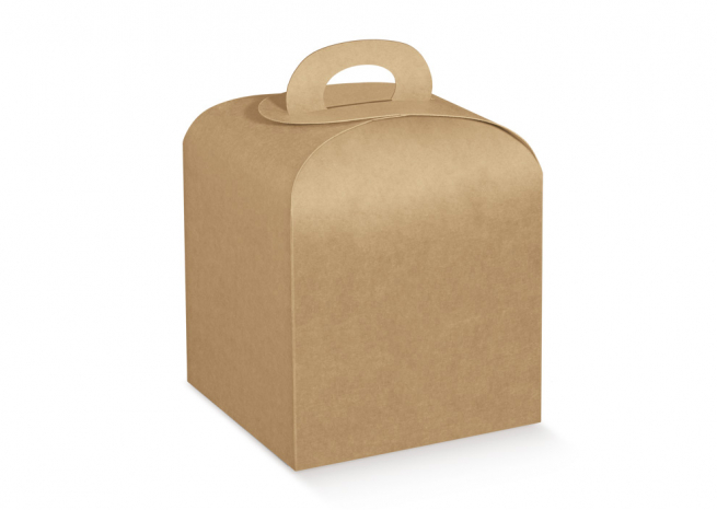 Scatola porta panettone in cartone avana liscio, 10x10x10 cm, confezione da 10 pezzi