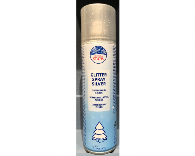 Bomboletta spray argento con glitter