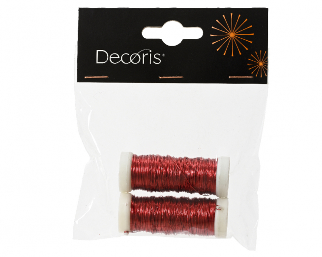 Filo metallico rosso, diametro 0.03 mm, lunghezza 30 metri, confezione da 2 rocchetti