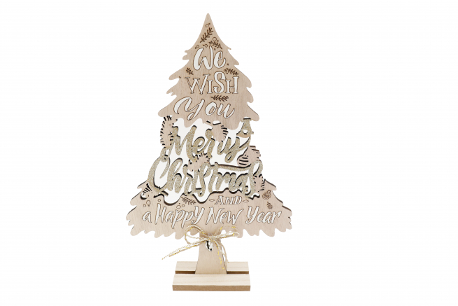 Albero di Natale in legno decorato, altezza 29 cm