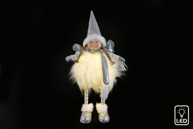 Angelo in piedi con luce led, altezza 50 cm
