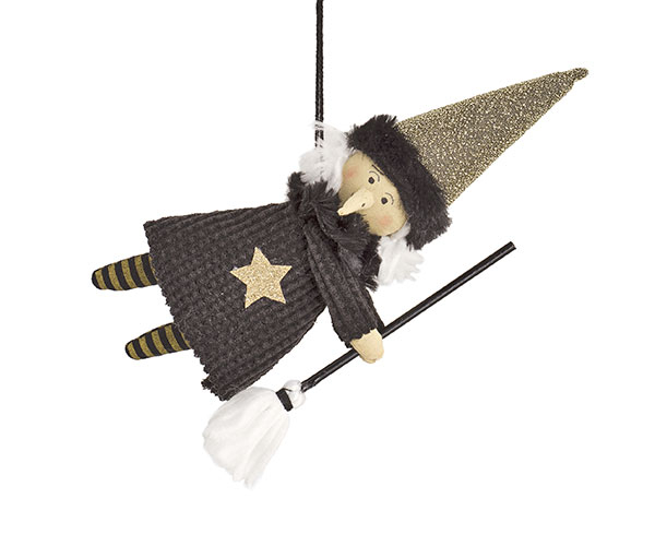 Befana volante da appendere, altezza 23 cm