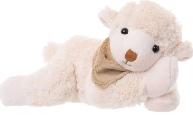 Agnello "Lazy Lefty" con sciarpa marrone, altezza 25 cm